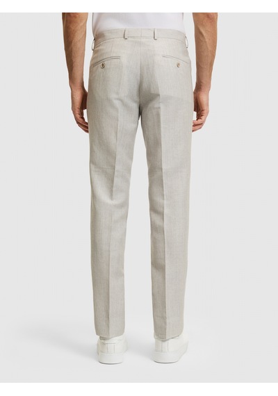 Cacharel Açık Gri Slim Fit Yün Keten Karışımlı Mikro Desen Mono Yaka Takım Elbise