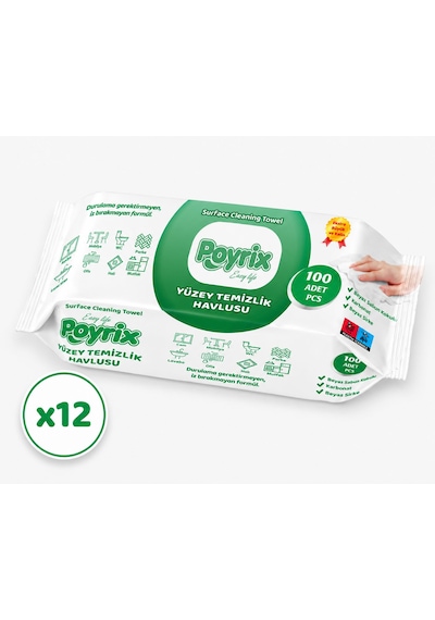 Poyrix Yüzey Temizlik Havlusu Klasik 100'lü X12 12'li Set