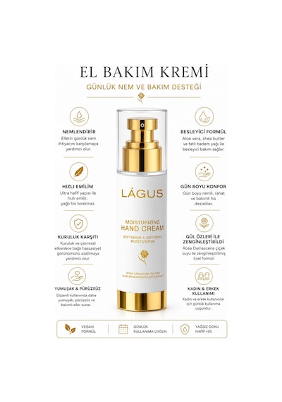 Lágus Besleyici Hızlı Emilim Ultra Hafif Yağsız Doku El Bakım Kremi