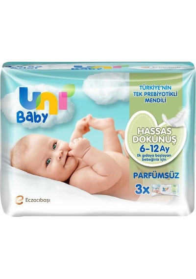 Uni Baby Hassas Dokunuş 156 Yaprak Islak Mendil 3'Lü