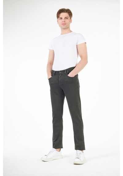 Digital Jeans Normal Kesim Fermuarlı Geniş Paça Yüksek Bel Erk Haki Açık Gri