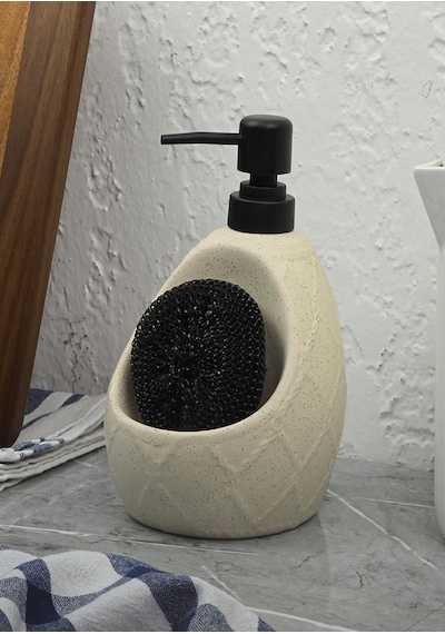 Taş Desenli Sıvı Sabunluk - Sünger Hazneli Mutfak Sabunluğu - 700 Ml - Prizma Desen -