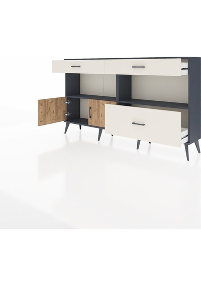 Arges Konsol 2 Raflı 3 Çekmeceli 2 Kapaklı 176x30x99 Antrasit-çam Antrasit-çam/aytaşı Arges Konsol 2 Raflı 3 Çekmeceli 2 Kapaklı 176x30x99 Antrasit-çam Antrasit-çam/aytaşı