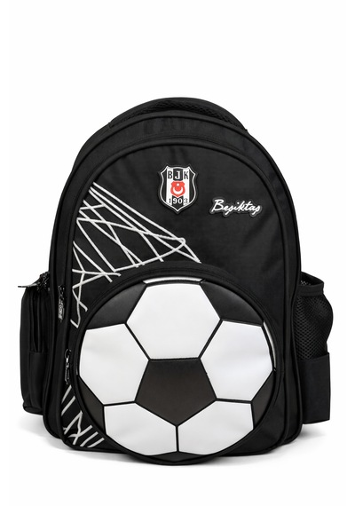 Beşiktaş Lisanslı 3d Futbol Topu Baskılı Okul Çantası - 2 Bölmeli Siyah Sırt Çantası Siyah - Beyaz