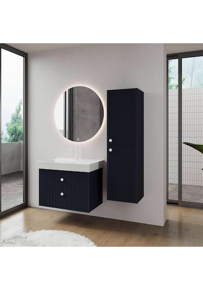 Denko Marsilya 80 Cm Mat Lacivert Banyo Dolabı Takımı Ve Boy Dolabı Antrasit Denko Marsilya 80 Cm Mat Lacivert Banyo Dolabı Takımı Ve Boy Dolabı Antrasit
