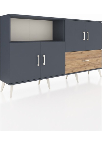 Arges Konsol 4 Raflı Tek Çekmeceli 4 Kapaklı 176x30x99 Antrasit-a Antrasit-antrasit/çam Arges Konsol 4 Raflı Tek Çekmeceli 4 Kapaklı 176x30x99 Antrasit-a Antrasit-antrasit/çam