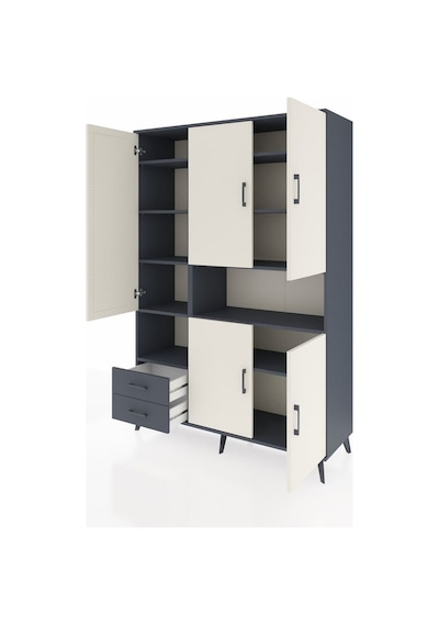 Hyperion Dolap 10 Raflı 2 Çekmeceli 5 Kapaklı 132x44x195 Antrasit-aytaşı/antrasit Aytası/antrasıt Hyperion Dolap 10 Raflı 2 Çekmeceli 5 Kapaklı 132x44x195 Antrasit-aytaşı/antrasit Aytası/antrasıt