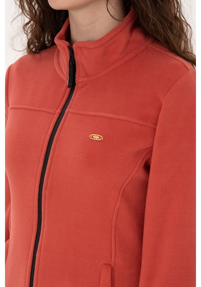 U.S. Polo Assn. Kadın Kiremit Fermuarlı Dik Yaka Polar Sweatshirt 50316729-VR026