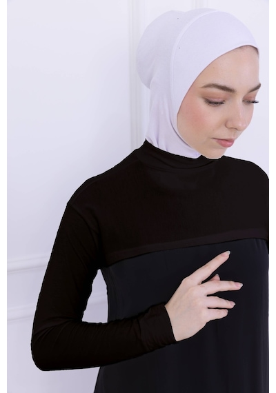Loggia Balıkçı Yaka Boyunluklu Kolluk Acı Kahve - Likralı Dik Yakalı Kadın Body Tesettür Crop Bolero Acı Kahve