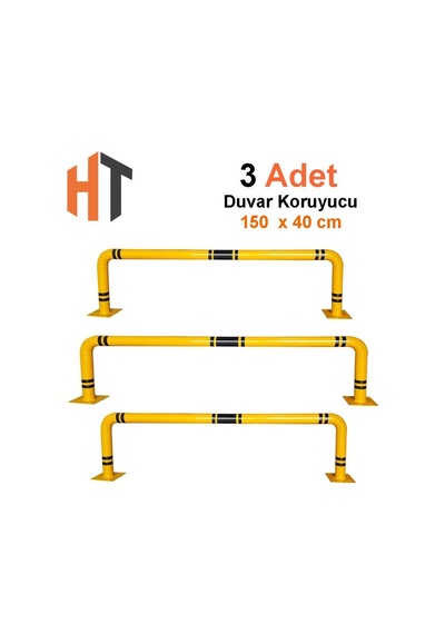 3'lü Otopark Yüksek Araç Stoperi, Bariyer Seti 150x40 Cm