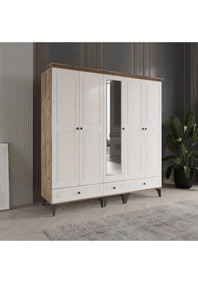 Beenal Nisa 5 Kapaklı Gardırop Dolap 200cm Atlantik Çam - Aytaşı