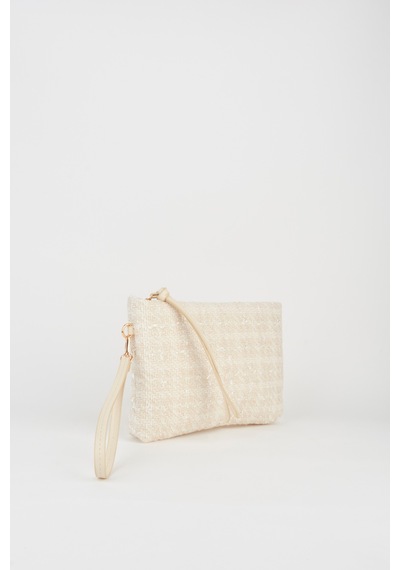 Vivaq Kadın Bellis Tweed Kumaş Krem Astarlı Suni Deri Bilek Askılı Portföy El Ve Clutch Çanta