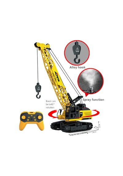 11 Kanal Dev Boy 52 Cm. Uzaktan Kumandalı Vinç Kancası Metal Sesli Işıklı Şarjlı İş Makinesi 11 Kanal Vinç