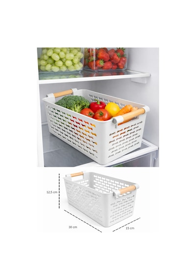 İndecor Houseware 2 Adet Çok Amaçlı Plastik Tutacaklı Organizer Sepet Dolap İçi Çekmece Düzenleyici - Beyaz