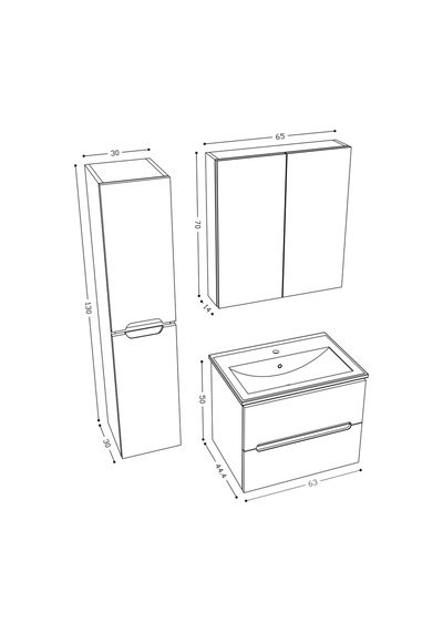 Teta Home Kopenhag 65 Cm Mdf Gövde Membran Kapak Banyo Dolabı Seti + Boy Dolabı Antrasit - Beyaz Teta Home Kopenhag 65 Cm Mdf Gövde Membran Kapak Banyo Dolabı Seti + Boy Dolabı Antrasit - Beyaz