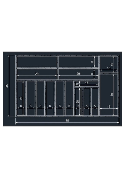75x45 Cm Ayfiwood Ahşap Kaşıklık Çekmece İçi Yemek Takımı Ve Servis Gereçleri Düzenleyici Organizer