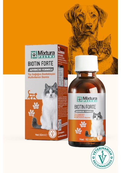 Mixtura Pharma Biotin Forte Tüy nı Multivitamin Damla Kedi Ve Köpek Tüy Dökülmesini