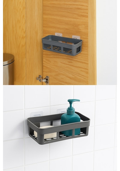 İkili Yapışkan Mutfak Banyo Organizeri Seti, Antrasit Antrasit - Gri
