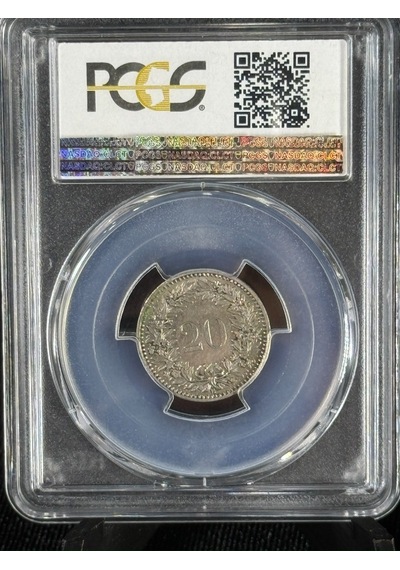 Pcgs Au55 1894 İsviçre 20 Rappen Qr Kodlu Sertifikalı Orijinal Koleksiyon Parası