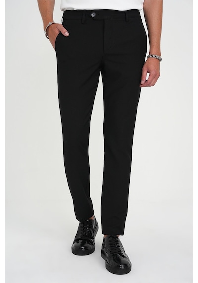 Efor Comfort Fit Beli Lastikli Dokulu Siyah Jogger Pantolon P 1192 Siyah