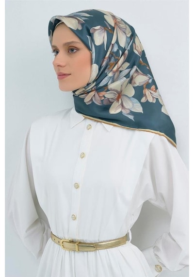 Armine İpek Eşarp 2026 Yaz - 9524-83 Koyu Mavi Twill