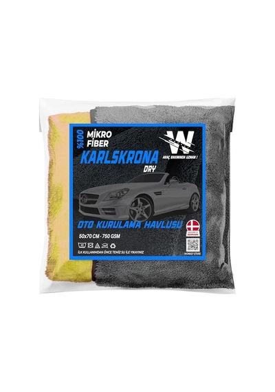 Wonkey - Ultra Kalın Mikrofiber Oto Araba Yıkama Kurulama Havlusu 70x50 Cm, Büyük Boy Çift Katlı Araç Kurutma Bezi Açık Indigo