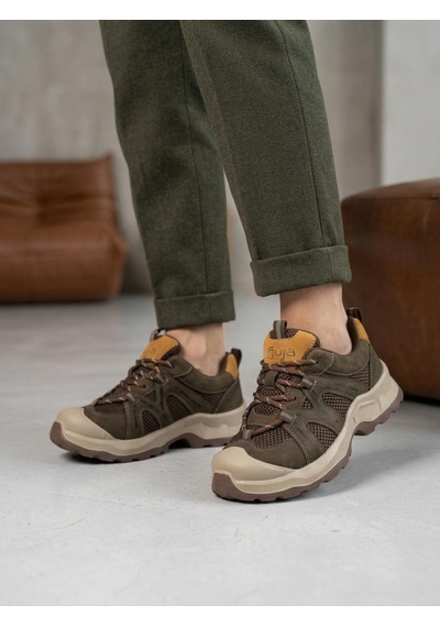 Guja 26k389 Kadın Hakiki Deri Bağcıklı Kalın Taban Sneaker Ayakkabı Haki