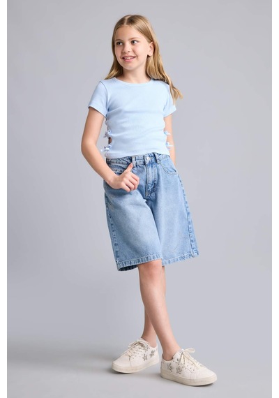 Defacto Regular Fit Mavi Jean Şort Kız Çocuk H8886a826aunm28 Mavi-nm28