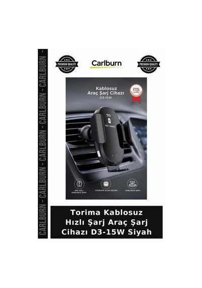 Premium Torima Kablosuz Hızlı Şarj Araç Şarj Cihazı D3-15w Siyah Pratik Taşıt Kullanışlı