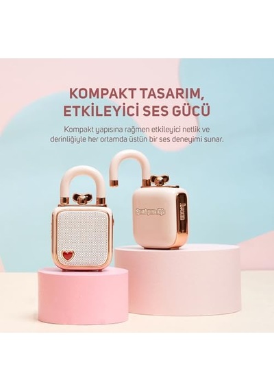 Lovelock Ses Kayıt Özellikli Bluetooth Hoparlör Ve Times Frame Akıllı Dijital Çerçeve Hediye Seti, Pembe