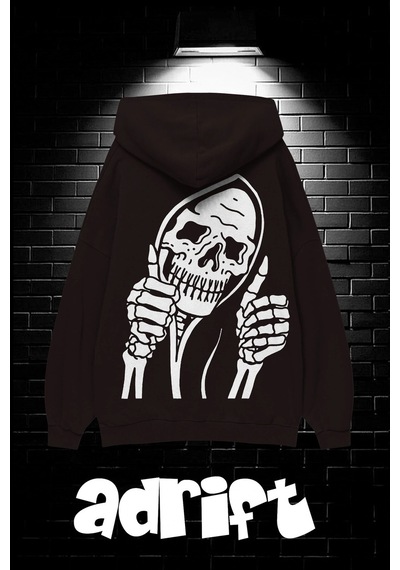 Startmore Unisex Oversize Kapüşonlu Kanguru Cepli Stay Positive Test Negative Baskılı Sweatshirt Hoodie Siyah Siyah
