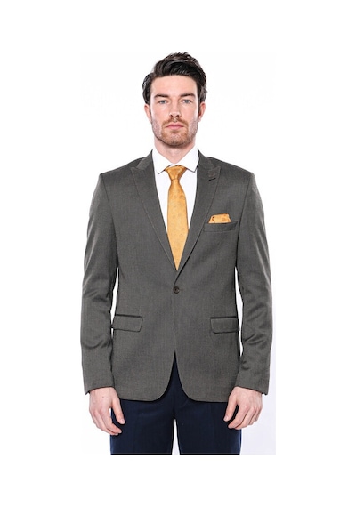 Wessi Kendinden Desenli Slim Fit Kahverengi Erkek Ceket 001