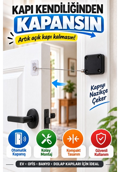 Otomatik Kapı Kapatıcı Sıva Üstü Montaj Çelik Telli Kapı Kapanma Aparatı Ev Ofis İçin Pratik Ev Tipi