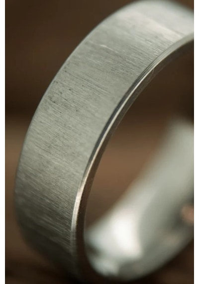 6mm Fırçalanmış Mat Düz Kadın Erkek Çelik Alyans Yüzük Cl46 Beyaz