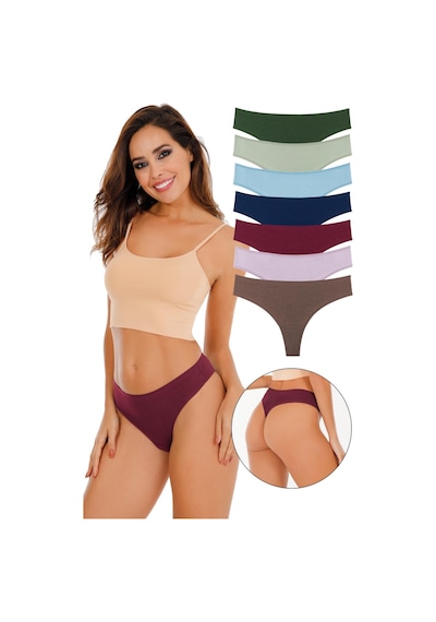 Sensu Kadın Fitilli Brazilian Tanga 7'li Paket Set Model-10 Çok Renkli