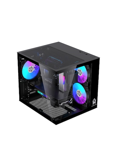 Gm-x1 Tuştan Değişmeli 3x Rgb Fanlı Gaming Mini Akvaryum M-atx Siyah Kasa