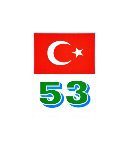 Türkiye Bayraklı Rize 53 Plaka Kodu Ön Cam Sticker