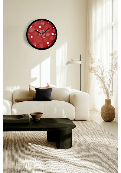 Modern Duvar Saati - 25cm - Önü Camlı Siyah Kasa - Sessiz Mekanizma-jh0771 Siyah