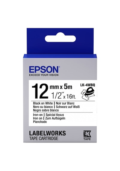 Epson Lk-4Wbq Iron Siyah Üzeri Beyaz 12MM 9Metre Etiket