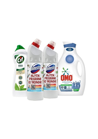 Cif + Domestos + Omo Temizlik Paketi 4'lü Set