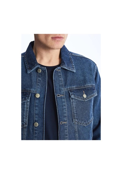 LC Waikiki Lcw Jeansındigo Standart Kalıp Erkek Jean Ceket Mavi