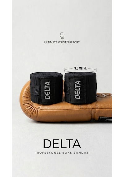 Delta Boks Kickbox Muay Thai Sanda El Bandajı 3,5 Metre X 2 Adet Siyah