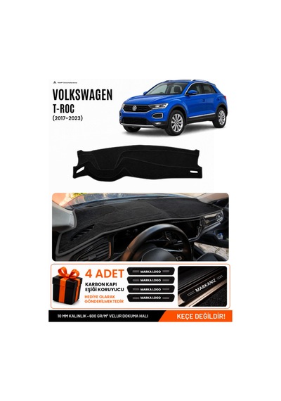 Volkswagen T-roc 2017-2023 Uyumlu Torpido Koruma, Torpido Örtüsü, Torpido Kılıfı - Siyah