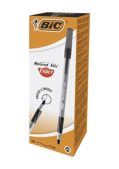 Bic Tükenmez Kalem Round Stic Exact 0.7 Siyah 20'li Paket Çok Renkli