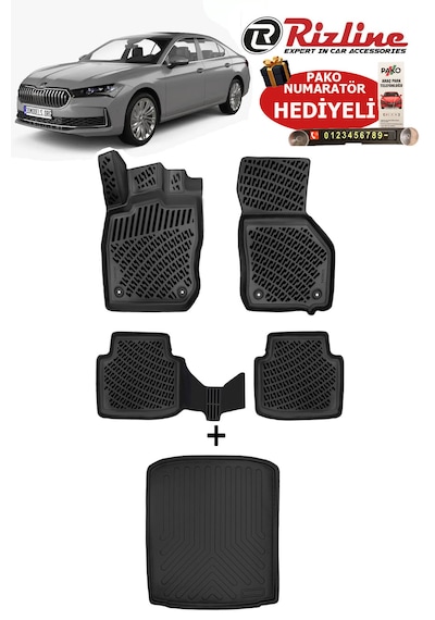 Skoda Superb 2024-2025-2026 Havuzlu Paspas Ve Bagaj Havuzu Seti