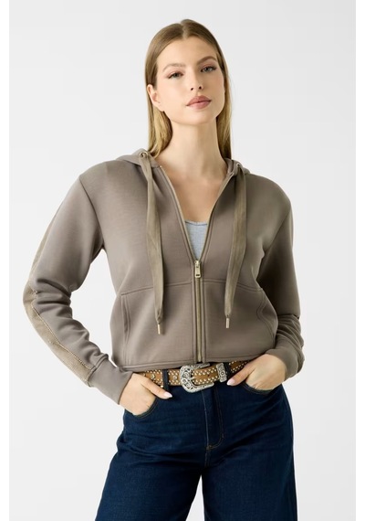 Guess Hody Stras Taşlı Kadın Sweatshirt W6yq16k4354 Vizon