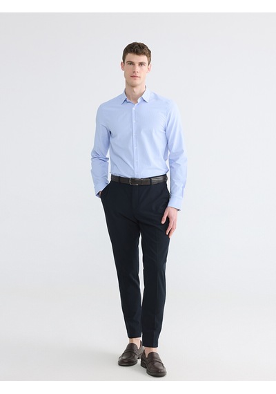 Lcw Busıness Mavi Slim Fit Çizgili Poplin Erkek Gömlek