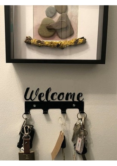 Metal Siyah Welcome Yazılı Dekoratif Anahtar Askısı, Askılık, Ana Diğer