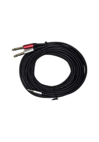 10 Metre 3.5 Mm To 2 X 6.35 Mm Ses Kablosu - Aux To Çivi Jak Mikser Ve Amfi Bağlantı Kablosu