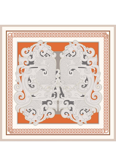 Deserto Fashion İpek Twill Eşarp 2026 Avantgarde Serisi Çift Taraflı İpek 90x90-2942 Çok Renkli